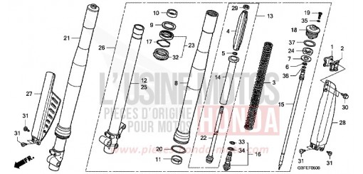 FOURCHETTE AVANT CR85RB7 de 2007